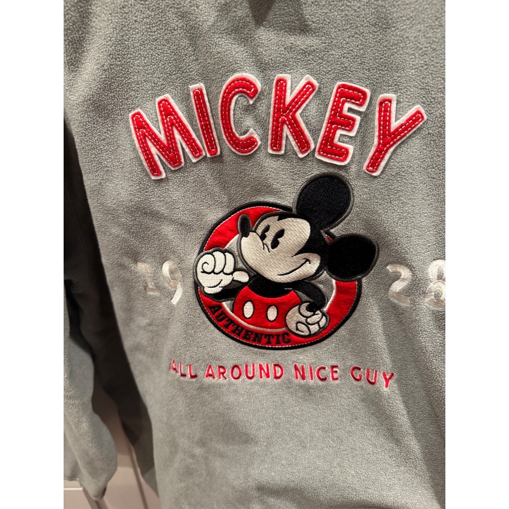 Disney Store Exclusive Mickey Mouse Fleece Sweatshirt Grey Embroidered Large